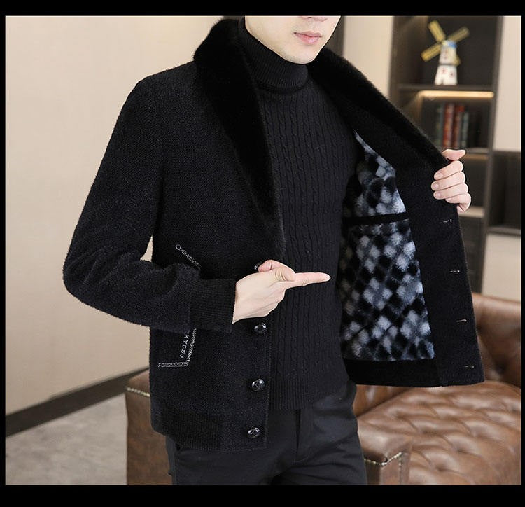 2024 Winter Woolen Jacket for Men Thick and Plush Warm Lapel Trench Coat Casual Business Wool Blends Social Streetwear Overcoat