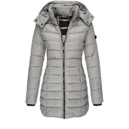 Winter Thicken Warm Women Parkas Solid Color Zippers Coats Long Sleeve Padded Puff Jacket Mid-Length Slim Female Hoodie Parkas