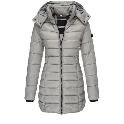 Winter Thicken Warm Women Parkas Solid Color Zippers Coats Long Sleeve Padded Puff Jacket Mid-Length Slim Female Hoodie Parkas