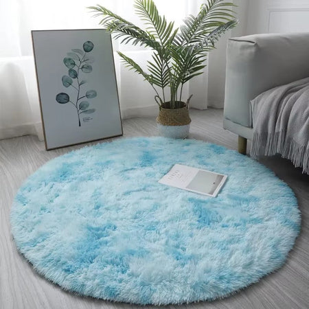 VIKAMA Ultra Soft Shaggy Round Rug Pad Fluffy White Carpet Living Room Home Decor Bedroom Kids Room Salon Thick Pile Carpet