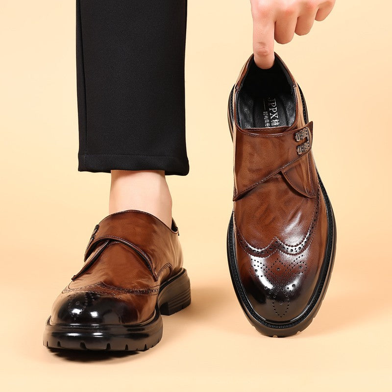 British Style New Oxford Shoes Men's Thick Soled Carved Blok Wedding Leather Shoes High-quality Designer Business Formal Loafers