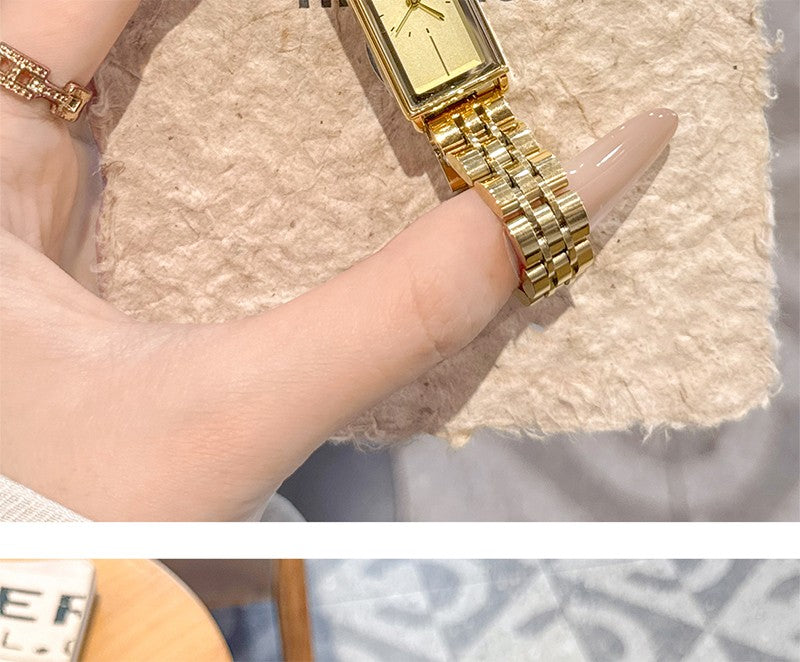 GEDI Square Watch Stainless Steel Gold Vintage Watches for Woman Luxury Elegant Waterproof Quartz Wristwatch Gifts Girlfriend