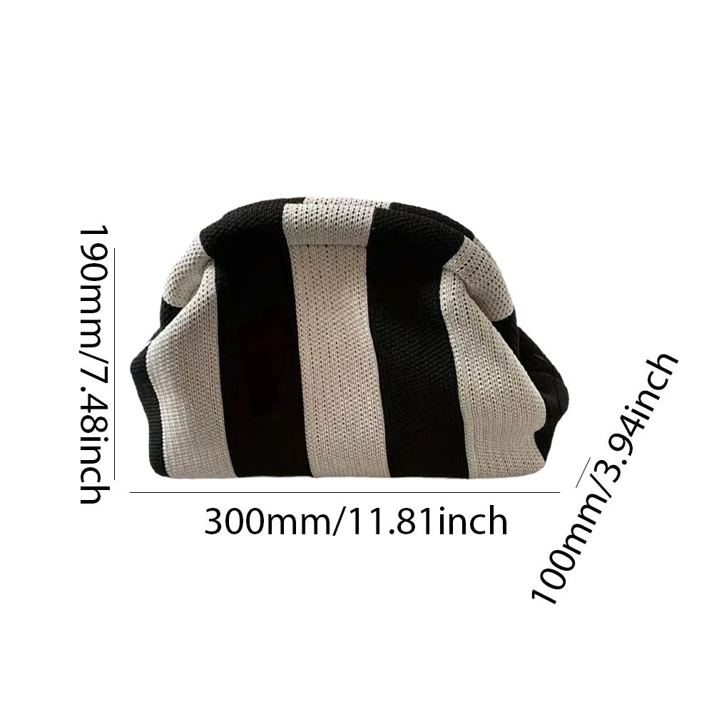 Ladies Crochet Clutch Purses Contrast Color Beach Bags Summer Woven Bags Women's Knitted Dumpling Bag Female Chic Colorblock Bag