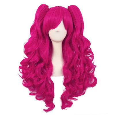 HAIRJOY Synthetic Hair  Wavy Pink Ponytail Wig for Jean Cosplay Game Princess  Anime Wigs with Hair Pigtails Bangs Halloween Wig