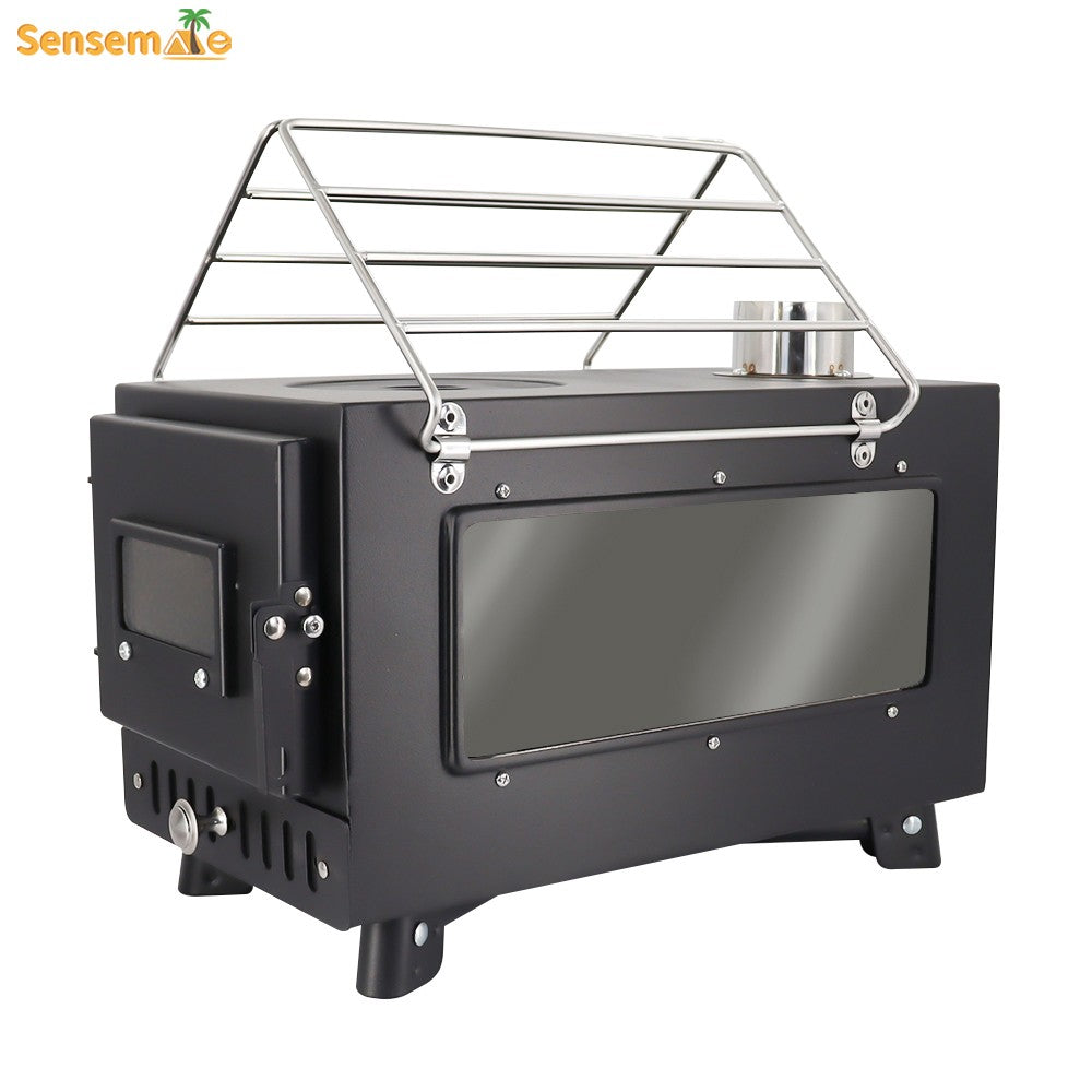 Folding Camping Wood Stove,Portable Tent Heater with 5-Section Detachable Chimney,Ice Fishing Firewood Burner,Outdoor Cook & BBQ