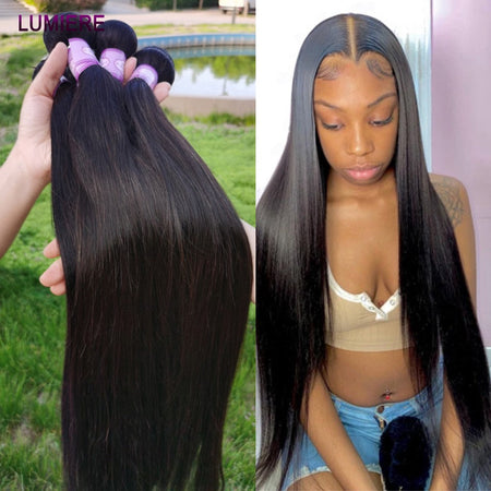 8-40" Bone Straight Human Hair Bundles 1/3/4 PCS Brazilian Hair Weave Raw Human Hair Bundles Deal Virgin Hair Extensions Lumiere