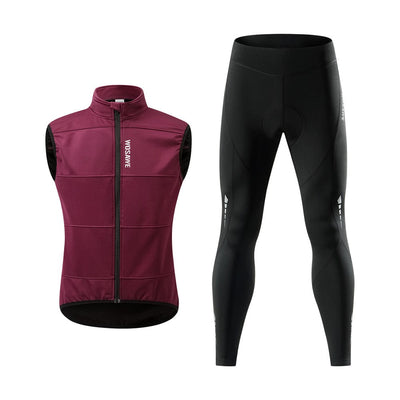 WOSAWE Cycling Jersey Set Winter Spring Vest Pants Sleeveless MTB Bicycle Clothing Warm Bike Jackets Thermal Fleece Suit