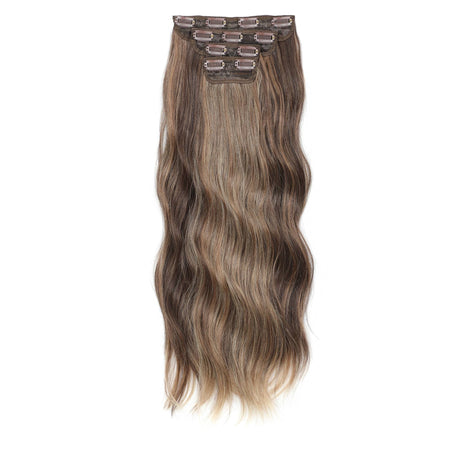 24Inch 61cm Body Wave Synthetic Wavy Blond 27/613 White Clip In Hair Extensions 4Pcs/lot 220g Heat Resistant Fiber