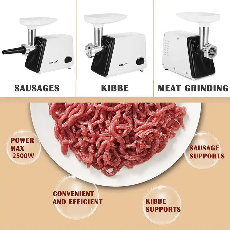 2500W Stainless Steel Kitchen Meat Grinders Business Home Dumpling Stuffing Vegetable Crusher Meat Mincer Stuffing Machine