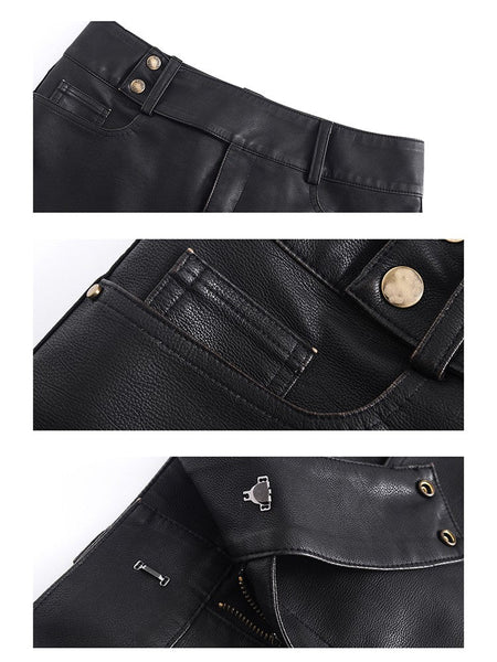 Lautaro Spring Summer Black Mini Skirt Women with Low Waist Short Distressed Pu Leather Skirts for Woman 2024  Gyaru Clothes