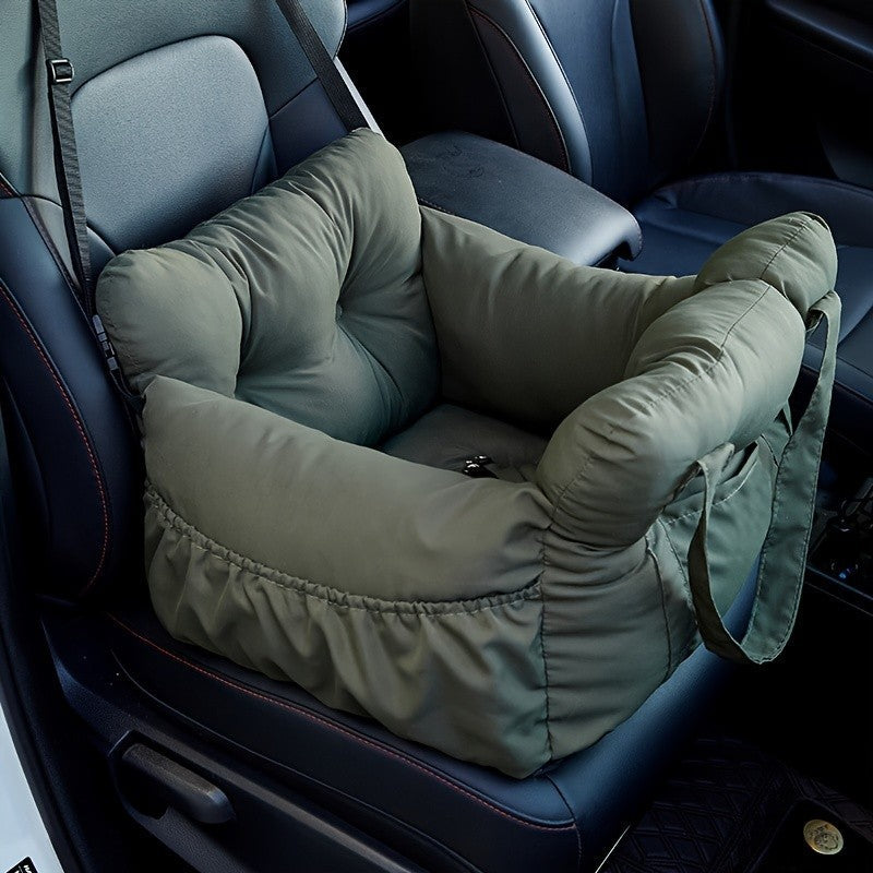 Dog Car Seat with Safety Belt - Non-Slip Pet Car Bed for Small Dogs, Washable Travel Carrier with Secure Straps for Safe Car