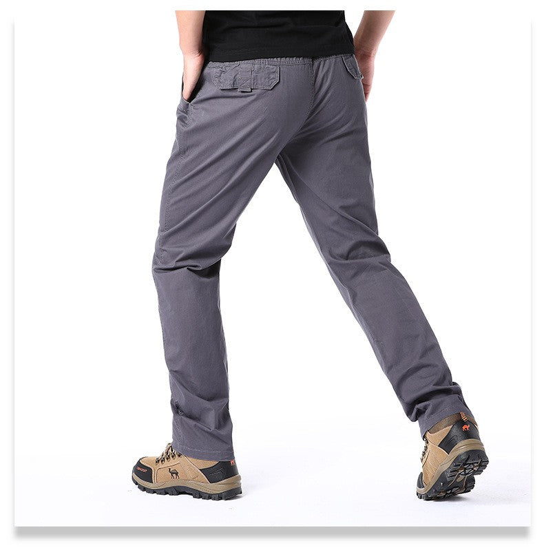 Casual Pants Men's Spring Autumn Cotton Cargo Trousers Plus Size Large Sports Pants Loose Straight Man Elastic Waist Pants