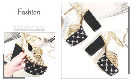 Luxury Brand Women's Summer Fashion Metal Platform Sandals Large 34-42 Super High Heel Thick Bottom Rivet Party Women's Shoes