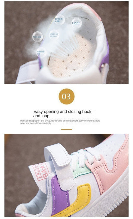 Children's Sneakers Kids Fashion Design White Non-slip Casual Shoes Boys Girls Hook Breathable Sneakers Toddler Outdoor Shoes