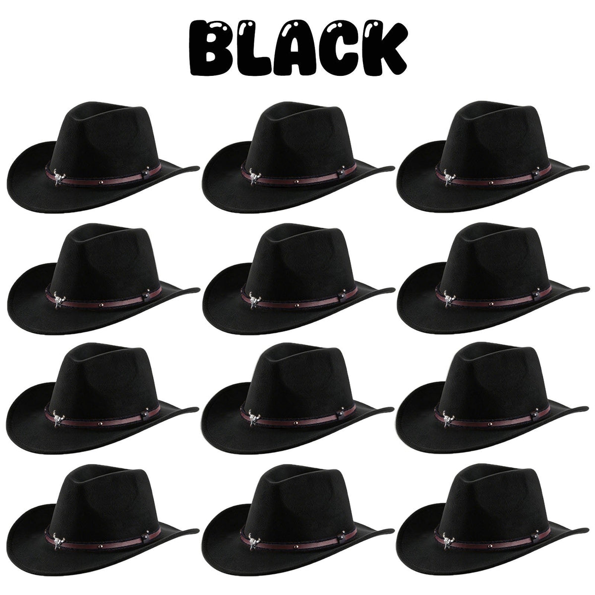 4-24Pcs Western Cowboy Hat for Men Women Adjustable Felt Cowgirl Hats Wide Brim Fedoras Hat for Adult Bachelor Party Costume