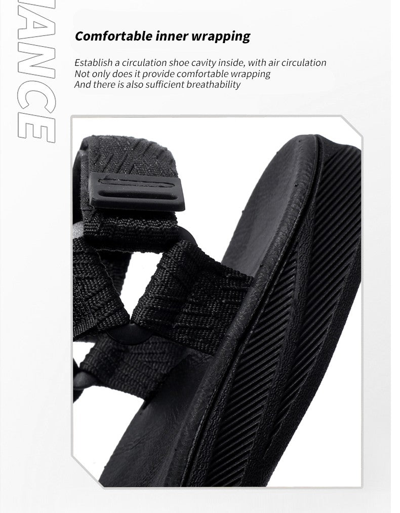 Black Men's Outdoor Casual Arch Support Sandals Anti-Slip Breathable Beach Holiday Sports Sandals for Summer Walking Size 40-45