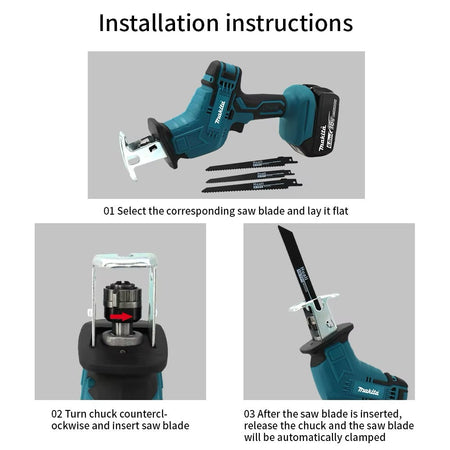 Makita-Brushless Cordless Reciprocating Saw, Electric Power Tool, Portable, Wood, Metal Pipe, Cutting Chain Saw, 18V, ML-505