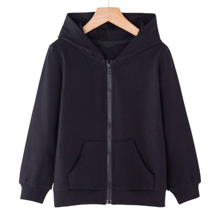 Children tops Zipper style Hoodies Coat Boy black Girls Pink Age 3-12 Kids Sweatshirt festival festival gifts Solid color
