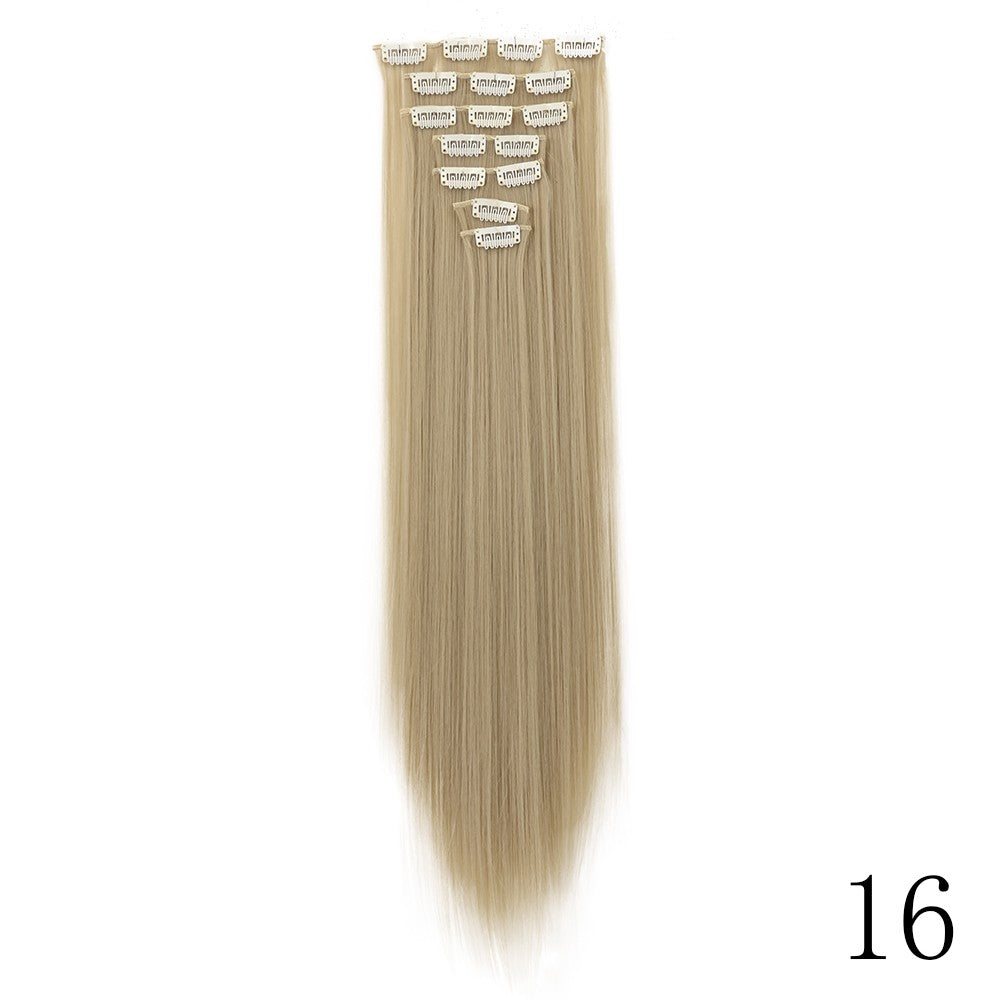 LANSA 7Clips Long Straight Synthetic Clip On Hair Extensions Cheveux Clip Naturel High Temperature Fiber Black Brown Hairpiece