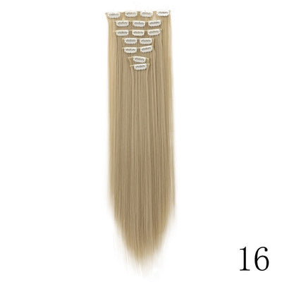 LANSA 7Clips Long Straight Synthetic Clip On Hair Extensions Cheveux Clip Naturel High Temperature Fiber Black Brown Hairpiece