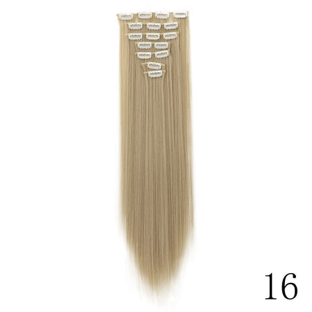 LANSA 7Clips Long Straight Synthetic Clip On Hair Extensions Cheveux Clip Naturel High Temperature Fiber Black Brown Hairpiece
