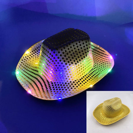 Wireless LED Western Cowboy Hat Light Up Cowboy Hat Disco Bride Pink Cowgirl Hat Concert NightClub Wedding Costumes Accessories