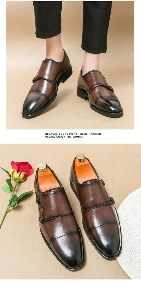 Large size men's three-point casual leather shoes men's leather business gentleman British style dress men Mengke shoes
