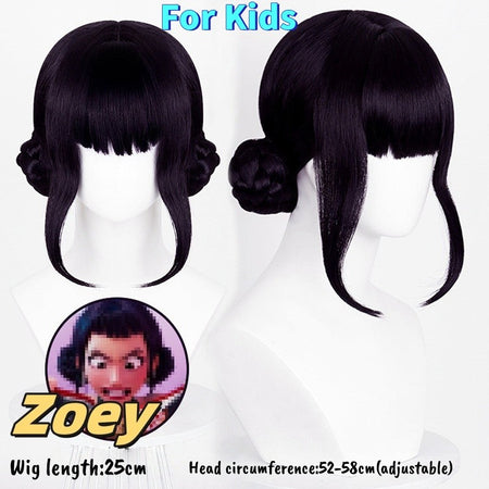 Kpop Demon Hunters Wig Rumi Mira Zoey Wig For Kids Synthetic Hair Cosplay Halloween Party Chindren Use