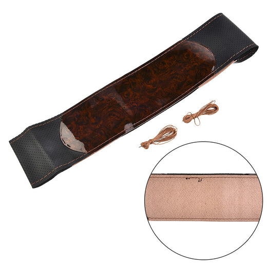 Car Steering Wheel Cover Peach Wood DIY Car Truck Leather Steering Wheel Cover With Thread And Needle Tool Set Car Interior