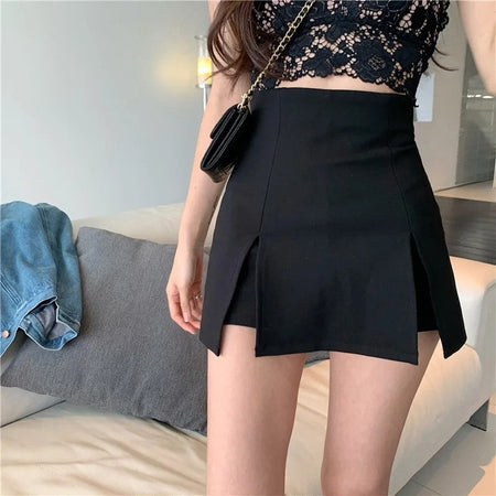 Sexy Split Shorts Skirt Women's Office Ladies Suit Skirt Summer New Black Mini A-line Pants Skirt High Waist Wide Leg Shorts