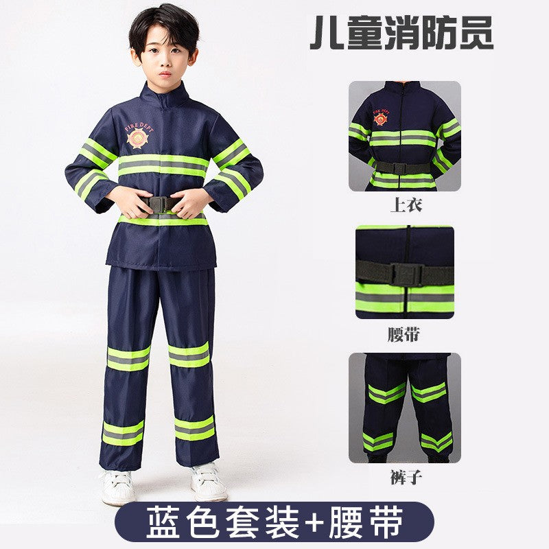 Children's Firefighter Performance Costume Kids Sets Boys and Girls Cosplay Fireman Clothes Festival Stage Show Clothes