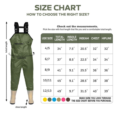 Chest Waders for Kids Youth Fishing Waders Waterproof Hunting Waders with Boots Nylon Waders for Toddler Children
