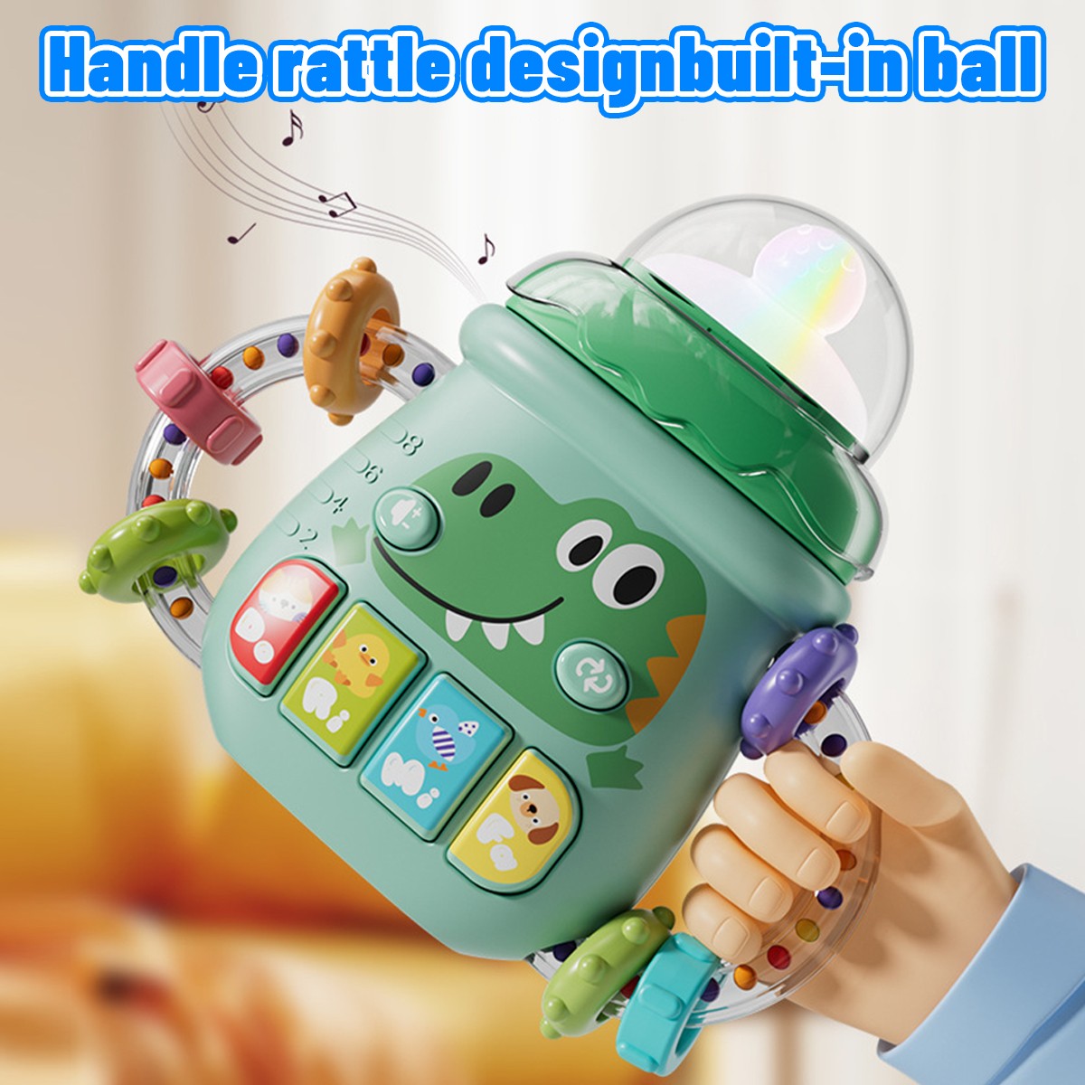 Mobile Soothing Vocal Music Toys For 6M+ Newborn Soft Teether Rattles Educational Toy Baby Musical Feeding Bottle Pacifier
