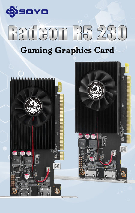 SOYO Graphics Cards R5 230 2G DDR3 64bit HDMI*2 compatibility For Desktop Gaming Computer Components GPU Video Card R5230