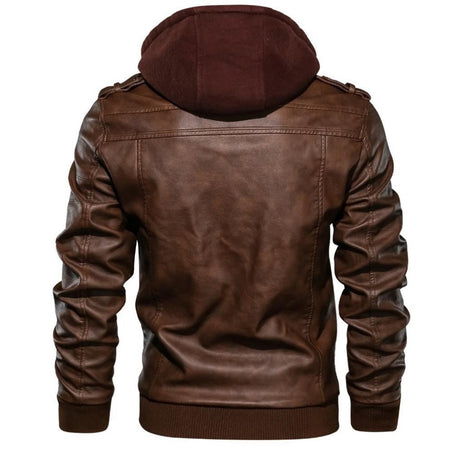 Men Faux Leather Cardigan Leathers Jackets Zipper Coat Long Sleeve Solid Autumn Moto Bike Casual Autumn 2025 Hooded Spliced