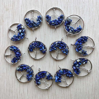 Natural Amethysts Roses Quartz Stone Handmade Wire Wrapped Tree of Life Pendants 30mm for Jewelry Marking Wholesale 12pcs/lot