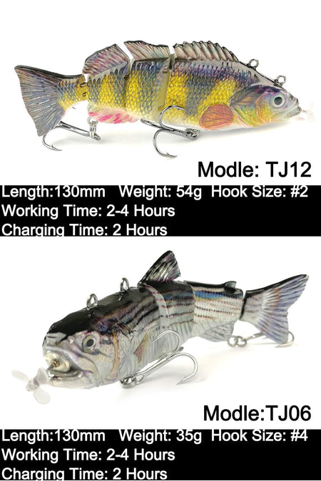 Robotic Swimming Lures 130mm 4 Segements Swimbait 35/54g Fishing Auto Electric Wobblers USB Rechargeable LED Light For Bass Pike
