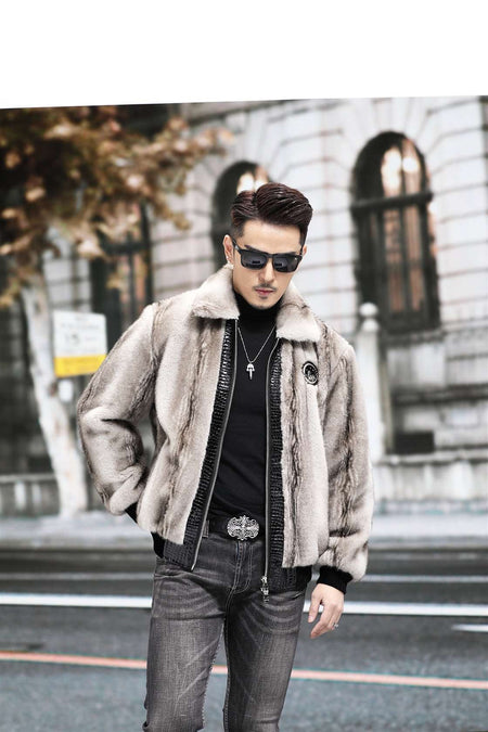 Zipper Cardigan Spliced Faux Leather Men Long Sleeve Jackets Turn Down Collar Coat Long Sleeve High Street 2025 Autumn Slim