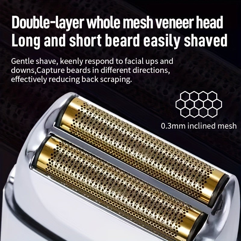 Kome KM-TX1 Men's Electric Shaver Double Blade USB Charging High-End Metal Gift Box Shaving Razor for Smooth Facial Hair Removal