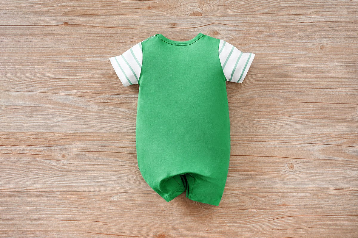 IURNXB Newborn Baby Romper Summer Cat Printed Short Sleeve Stripe Jumpsuit Infant One Piece Outfit for Boys Girls Unisex 0-18M