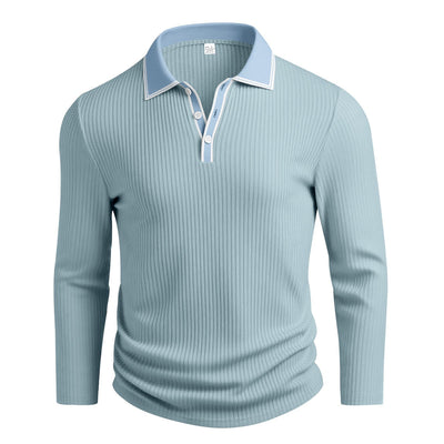 Spring And Autumn New Men's Striped Long Sleeve Polo Shirt Slim Fit Collar Multi Color Business And Leisure Versatile Men's Top