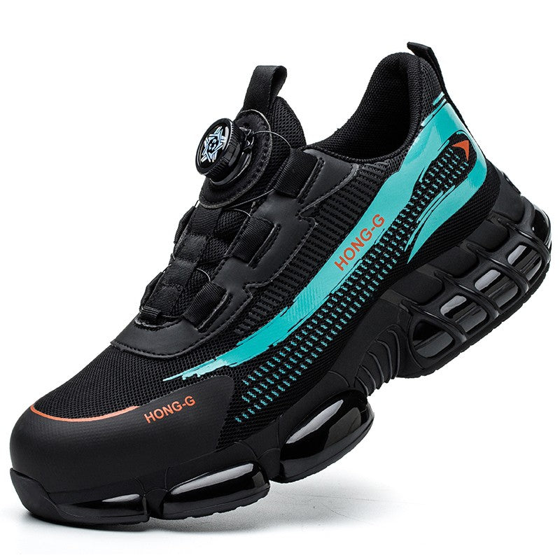 Men's Work Shoes  Rotary Buckle Work Sneakers Protective Shoes Safety Industrial Puncture-Proof Anti-Smash Steel Toe Shoes