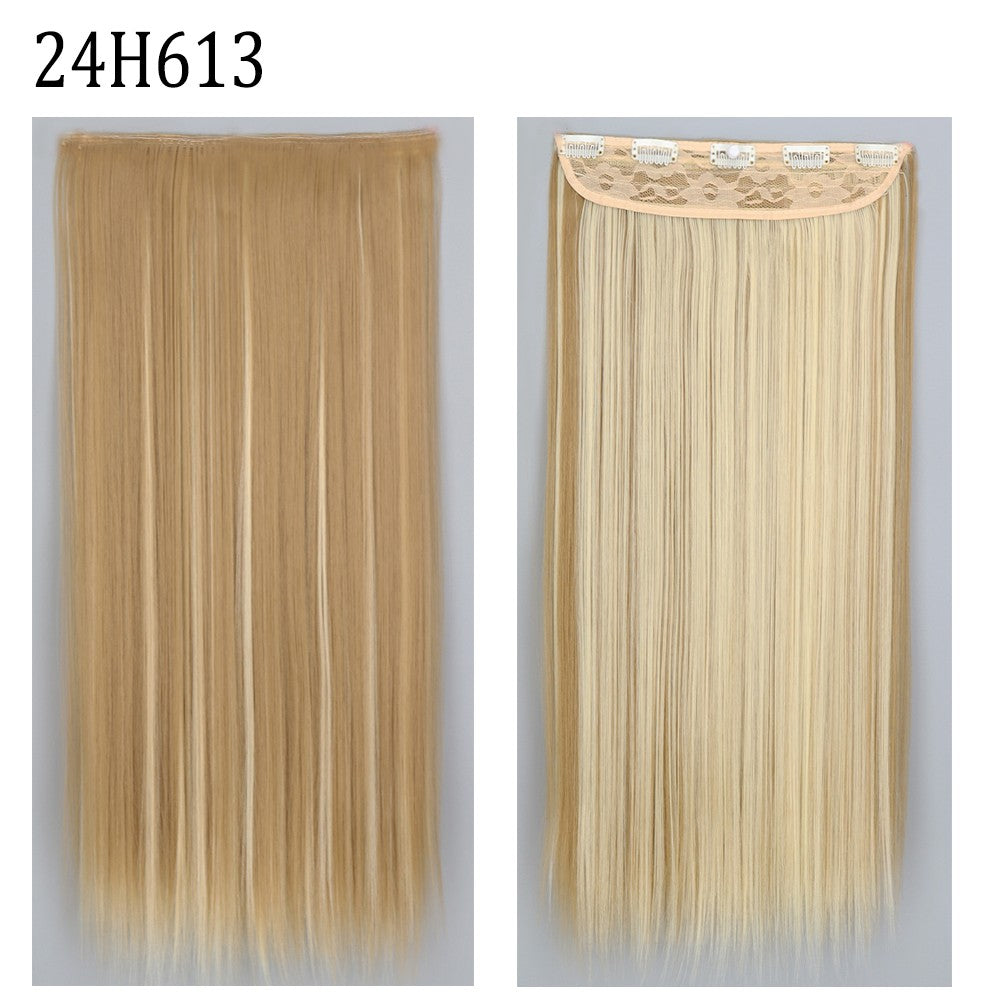 Synthetic Long Straight 5 Clip In Hair Extensions 22’‘ High Resistant Temperature Fiber Black Brown Blonde Hairpiece