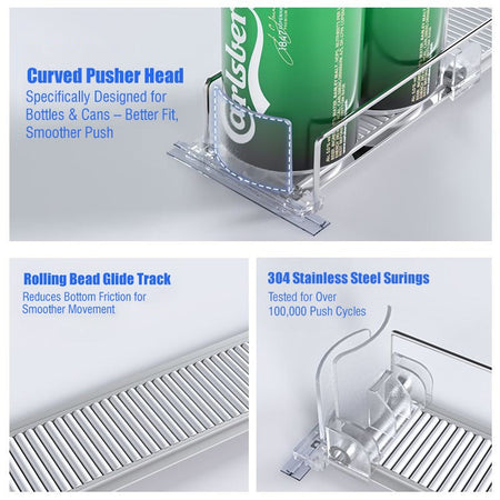 1-5pcs Automatic Beverage Pusher Supermarket Freezer Home Refrigerator Self-Sliding Track Organizer Cans Bottles Cola Drinks