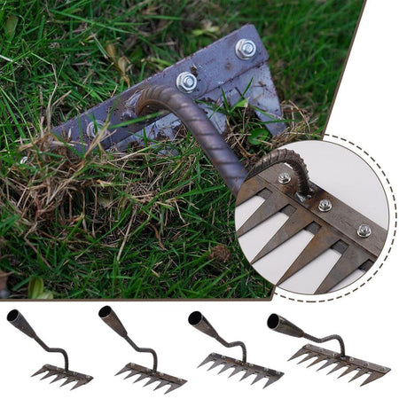 1PCS Teeth Carbon Steel Garden Hand Rake for Farm Garden Weeding Tools Scarifier Agricultural Nail Harrow Metal Harrow