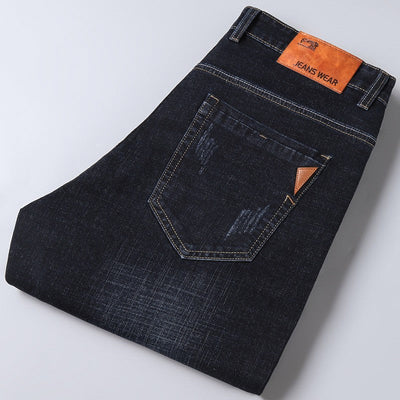 New Men Light Luxury Stretch Slim Fit Pants Comfortable Soft Business Fashion Straight Casual Denim Trousers Male Brand Clothing