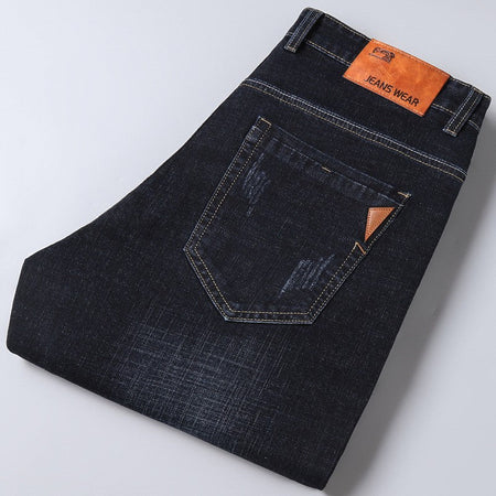 New Men Light Luxury Stretch Slim Fit Pants Comfortable Soft Business Fashion Straight Casual Denim Trousers Male Brand Clothing