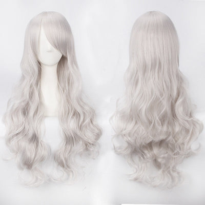 European and American style cos color anime wig, with foreign trade buckle net, universal, 80CM long, curly Synthetic fiber wig
