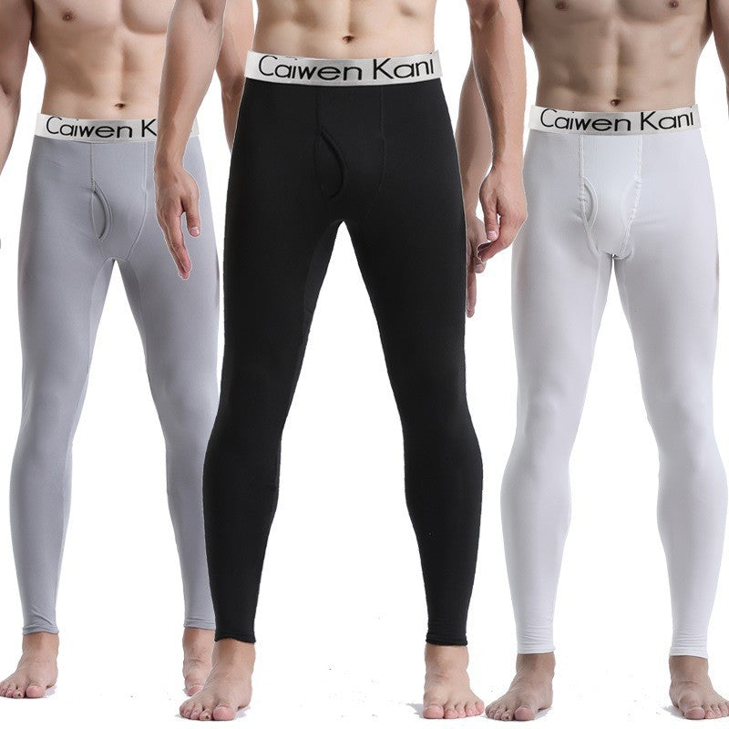 Men's Thermal Underwear Pants, Slim Leggings, Fleece Thickened Skinny Warm Long Pants, Men's Warm Pants For Autumn Winter
