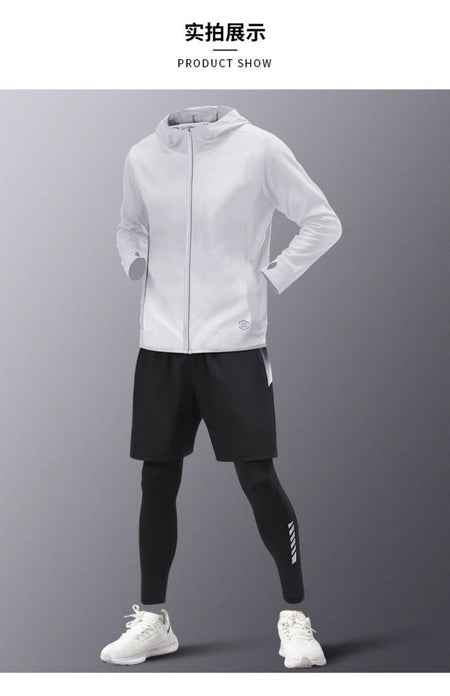 5pcs Men's Lightweight Summer Ice Silk Athletic Set Quick-Dry Running Clothes Outdoor Kit Cycling Fitness Men's Sportswear Set